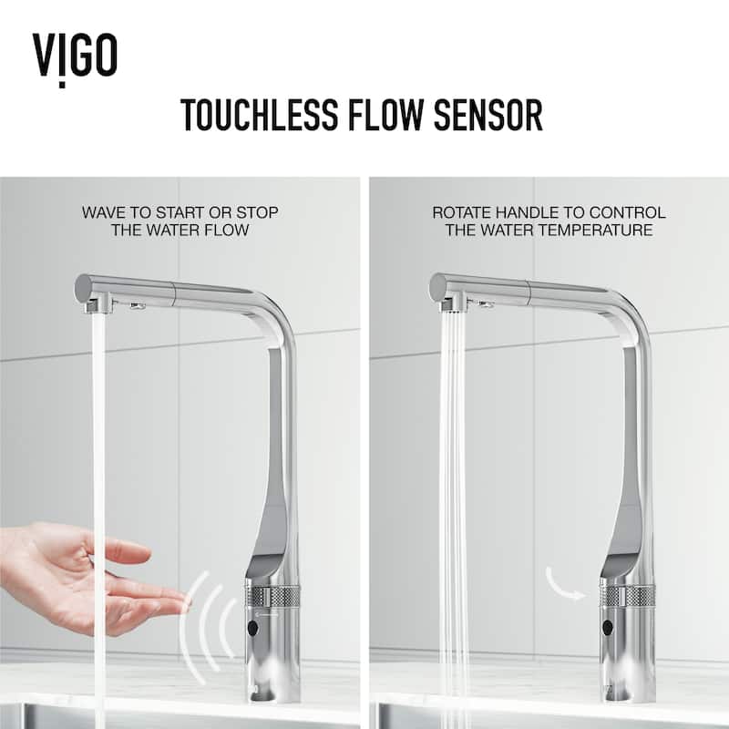 VIGO Jewel 15" H Touchless Pull-Out Sprayer Kitchen Faucet