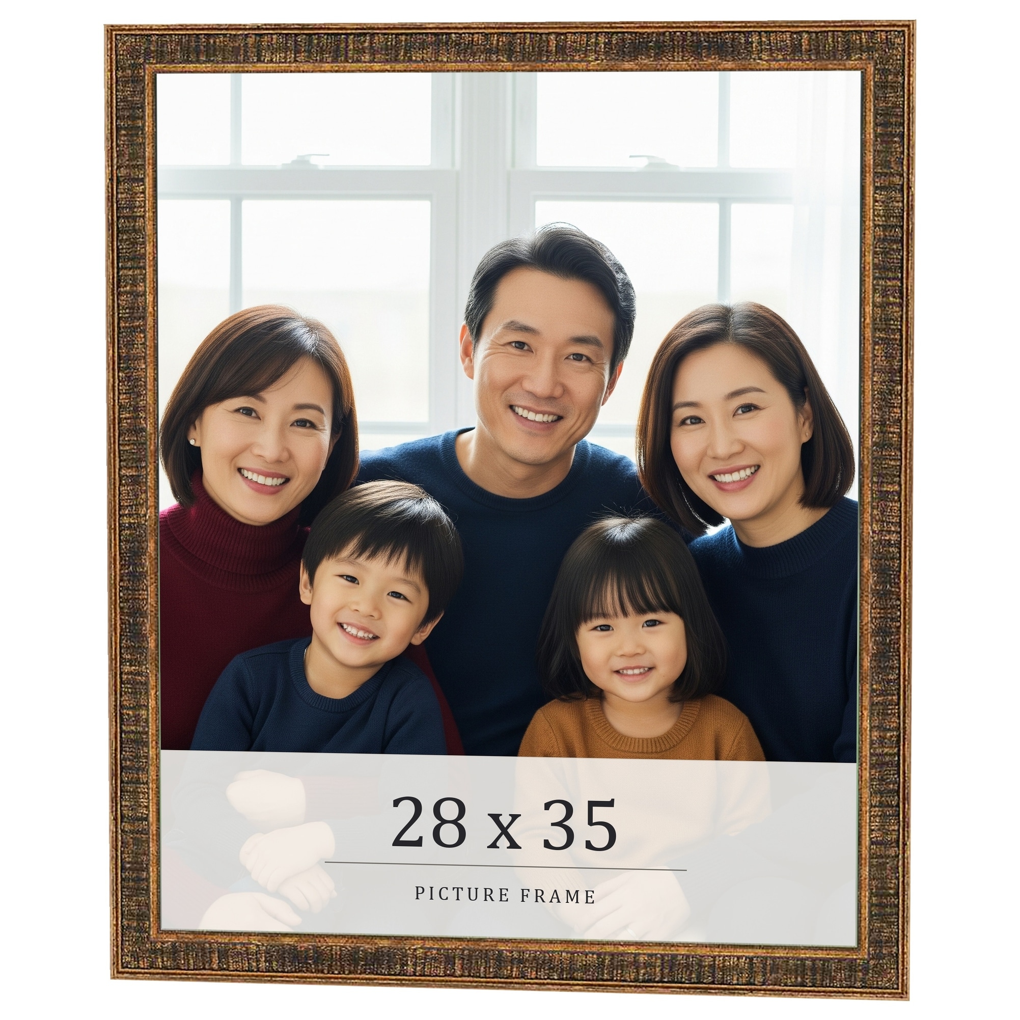 28x35 Frame Black Real Wood Picture Frame Kingsley Gold Distressed Photo Frame with UV Acrylic Foam Board Backing &
