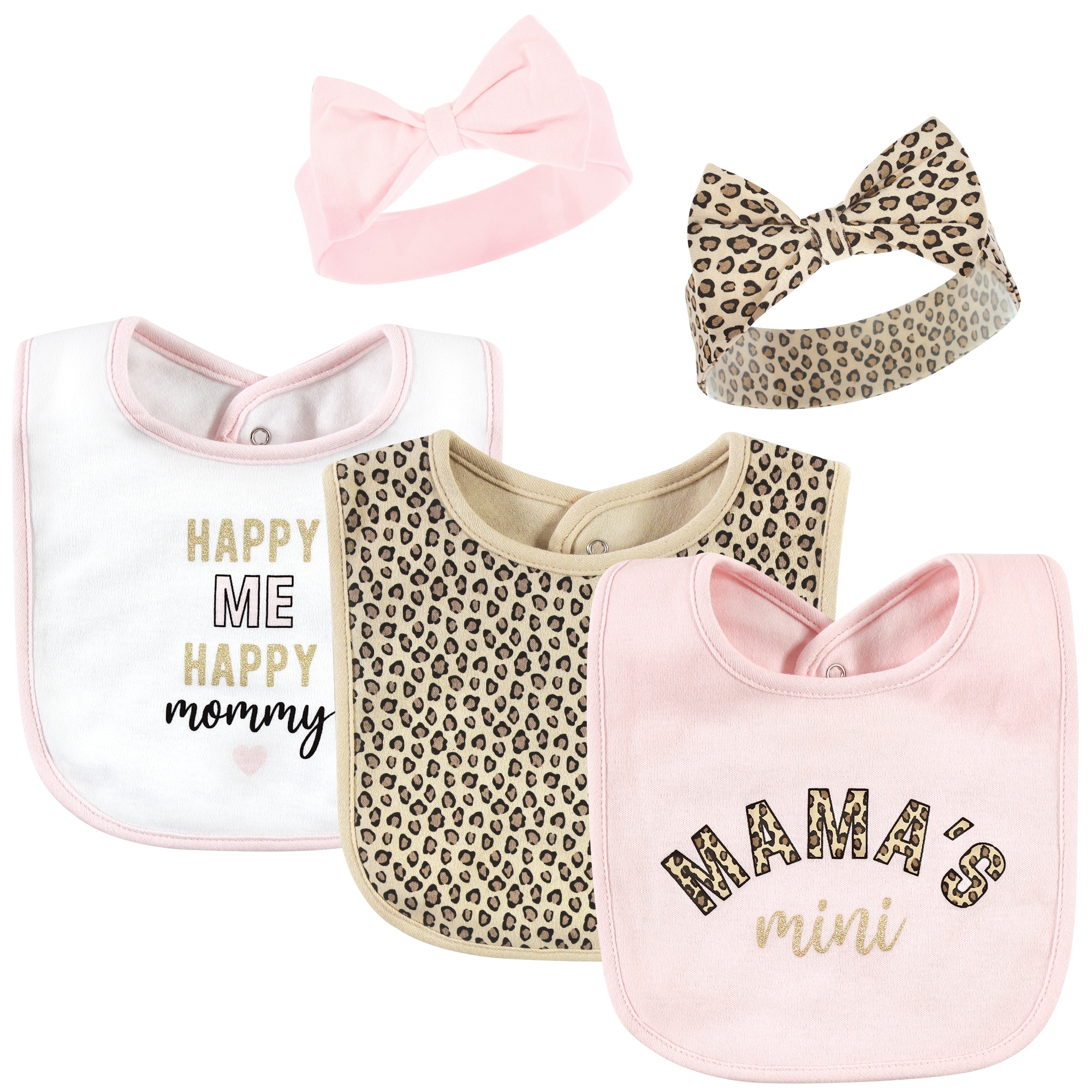 ♡bebe♡　0418 Hudson Baby Infant Girl Cotton Bib and Headband or Caps Set