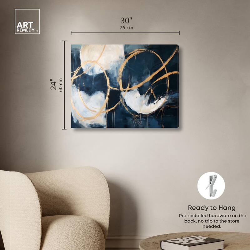 Gold Loops Canvas by Art Remedy, Gallery Wrapped