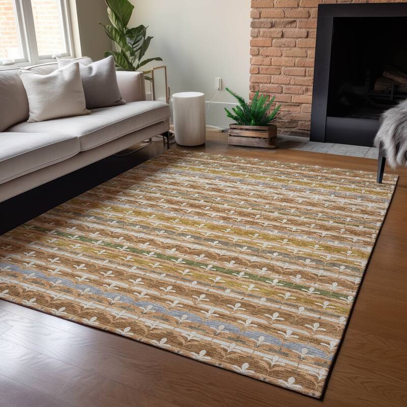 Machine Washable Indoor/ Outdoor Stripe Bramlage Chantille Rug