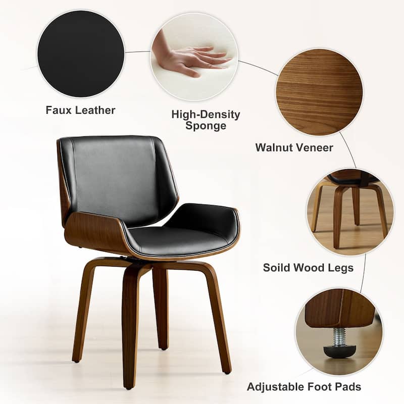 Art Leon Mid-century Faux Leather Swivel Bentwood Dining Chair