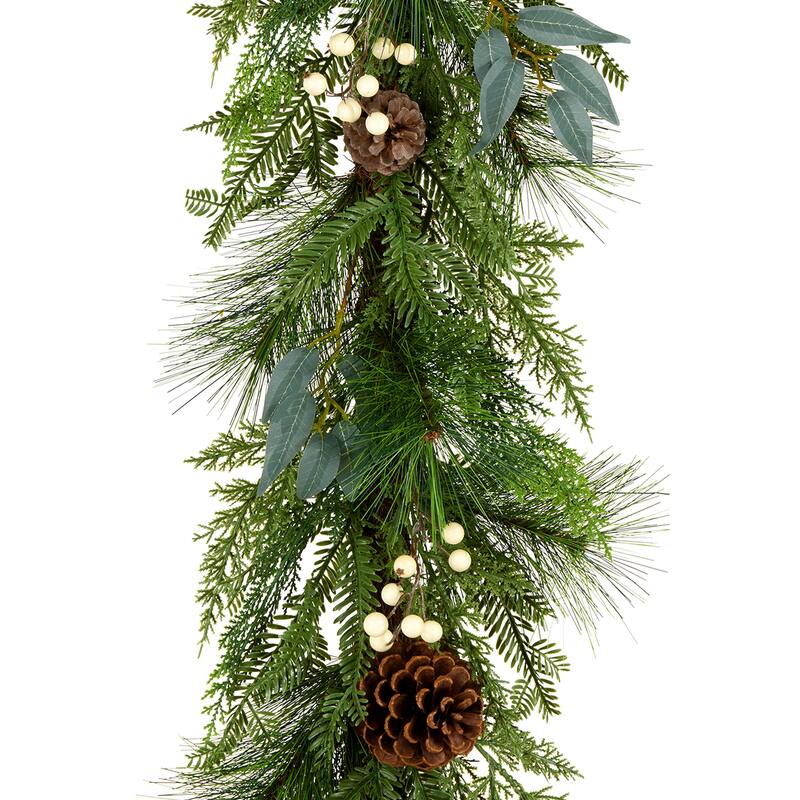 National Tree Company 6 ft. Artificial Inspired by Nature Christmas Garland with White Berries, Pinecones, and Cypress Tips
