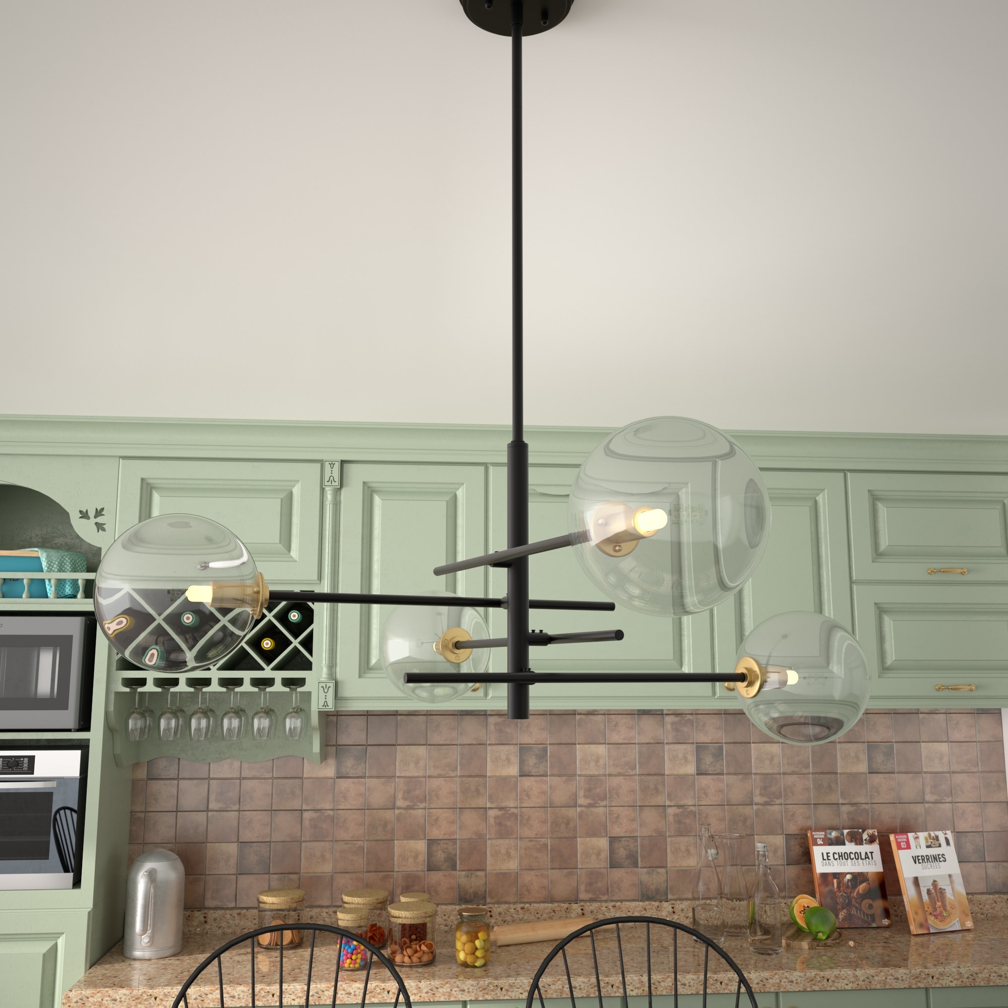 Acroma 4-light Modern Farmhouse Black/ Gold Sputnik Chandelier