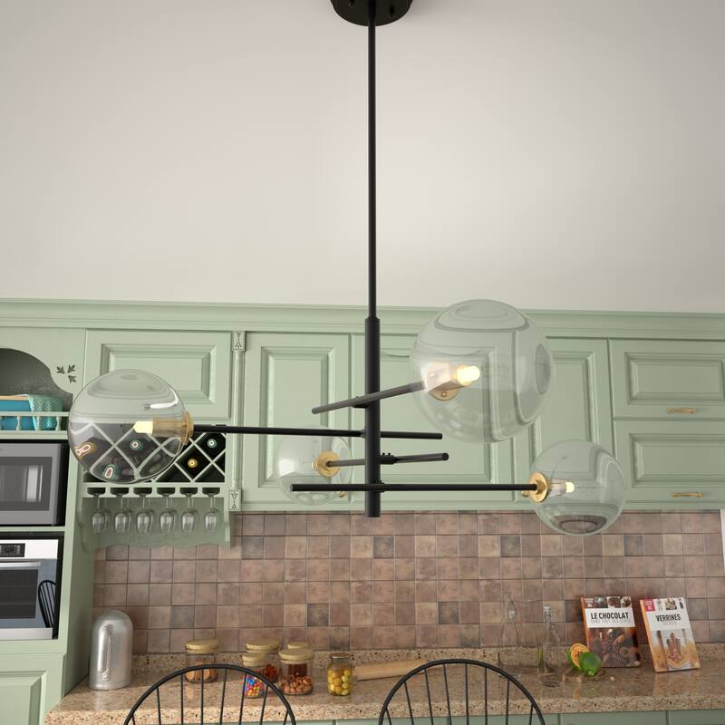 Acroma 4-light Modern Farmhouse Black/ Gold Sputnik Chandelier