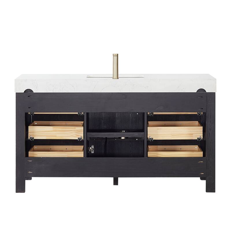 Leon 60 in. Single Bathroom Vanity with Composite Stone Top