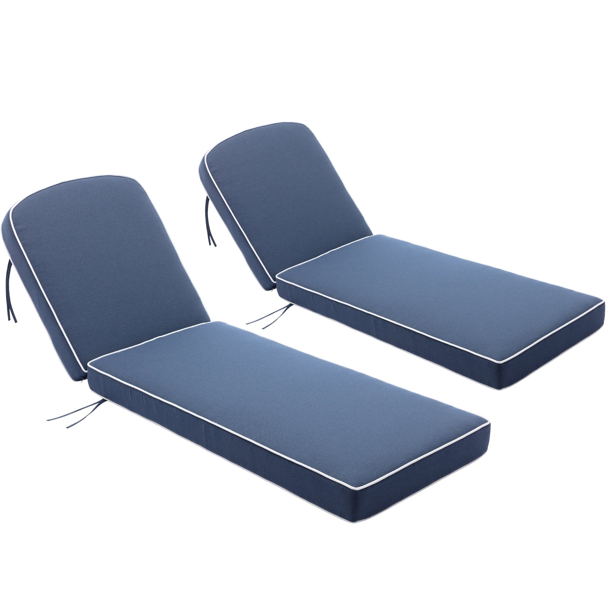 23 x 75 in 2 Piece Extra Thick Outdoor Chaise Lounge Cushions 5 inch Thick Blue