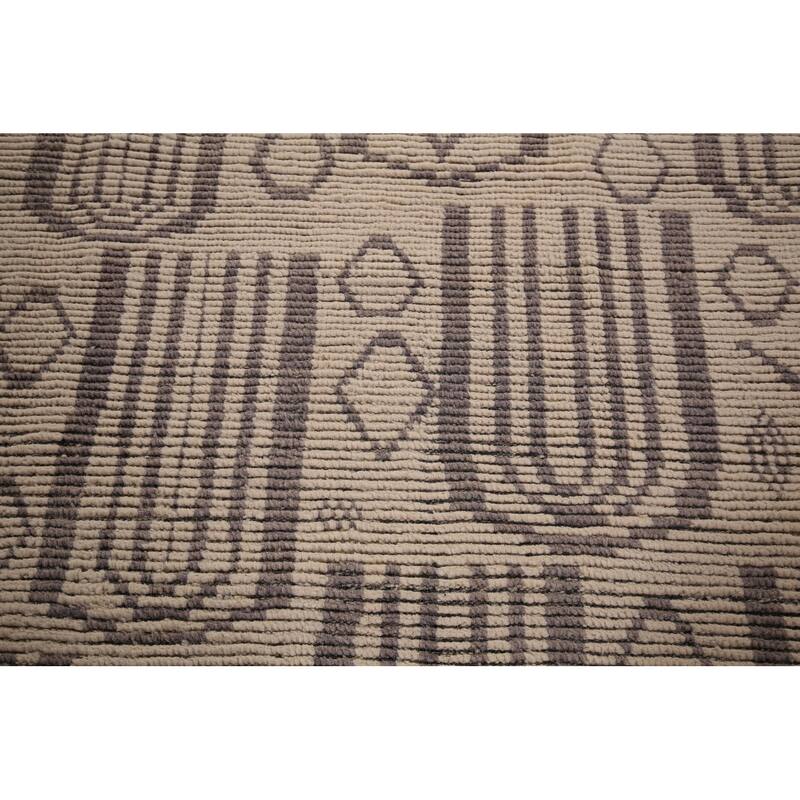 Modern Geometric Moroccan Large Area Rug Hand-Knotted Wool Carpet - 10'0"x 17'11"