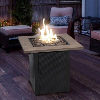 Stainless Steel Propane Outdoor Fire Pit Table with Lid