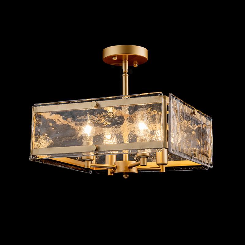 Starsky 4-light 14'' Glass Caged Ceiling Light Round/Square/Rectangle Semi Flush Mount