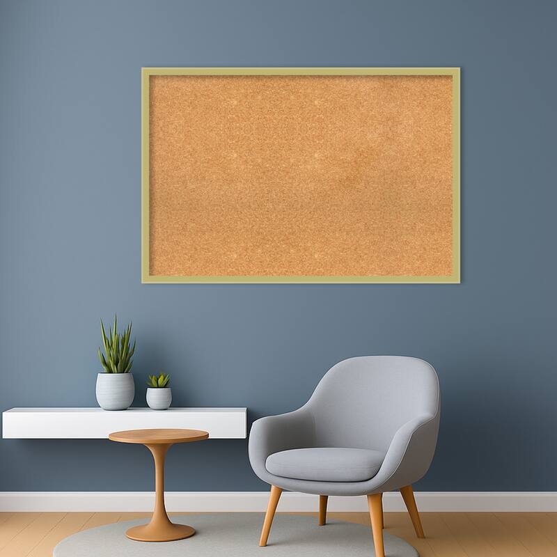 Incline Light Gold Wood Framed Cork Board - Bulletin Board, Organization Board, Pin Board