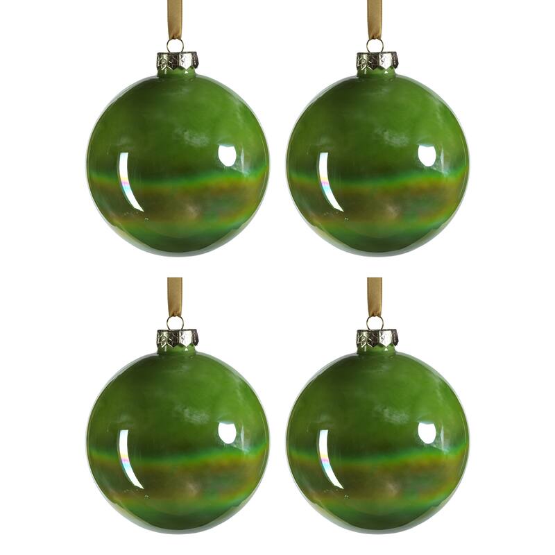 Solid Luster 4.75" Glass Ball Ornaments, Set of 4