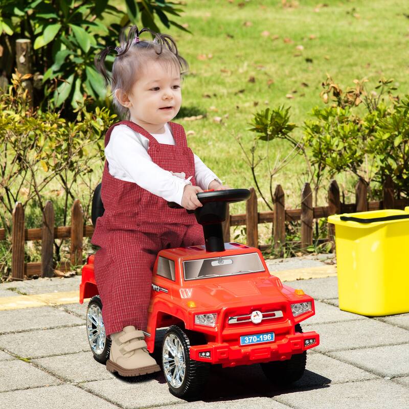 Toddler Push Ride-On Car with Under-Seat Storage, Music & Safety Features - Red