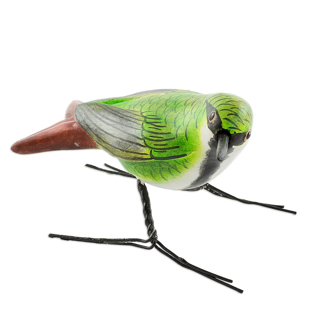 Novica Handmade Mango Hummingbird Ceramic Figurine