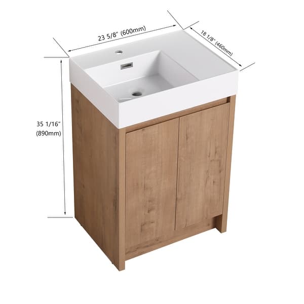 dimension image slide 6 of 9, Beingnext 24"/30"/48"/60" Bathroom Vanity with Sink, Freestanding Bathroom Vanity with Soft Close Door and Shelf