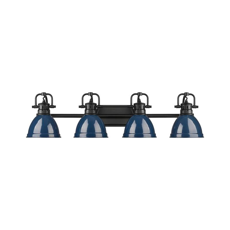 Yep by Golden Lighting Duncan 4-light Vanity in Matte Black and Navy Blue shade