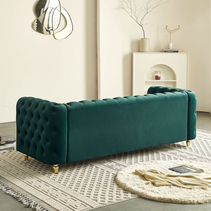 86''Luxury Modern Tufted Sofa With 2pcs Of Toss Pillows For Living Room ,Bedroom,Beige Color