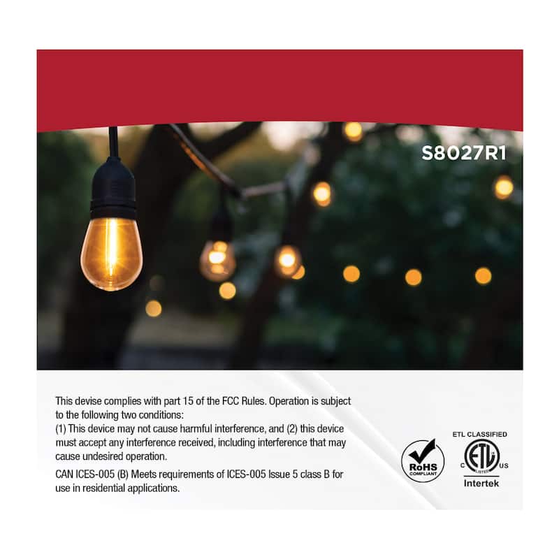 S14 LED String Light Replacement Lamp Medium Base 2200K Clear 4-Pack