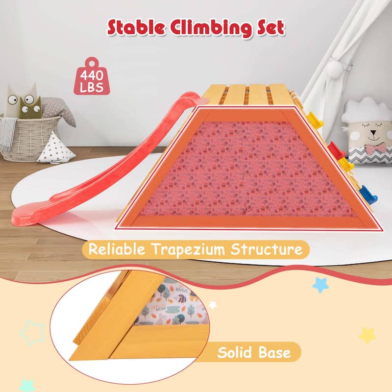 Costway 5-in-1 Indoor Jungle Gym Montessori Climbing Toys with Slide - See Details