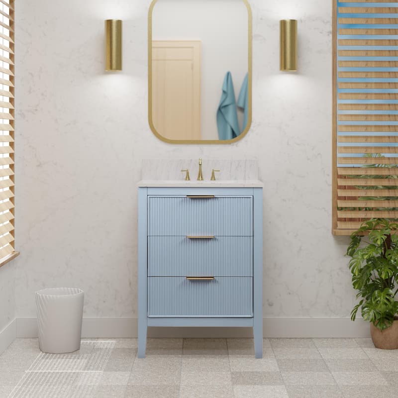 Evelyn 24-inch Vanity with Engineered Marble Top - Powder Blue