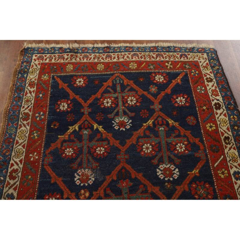 Antique Heriz Bakhshayesh Persian Runner Rug Handmade Wool Carpet - 3'5"x 13'2"