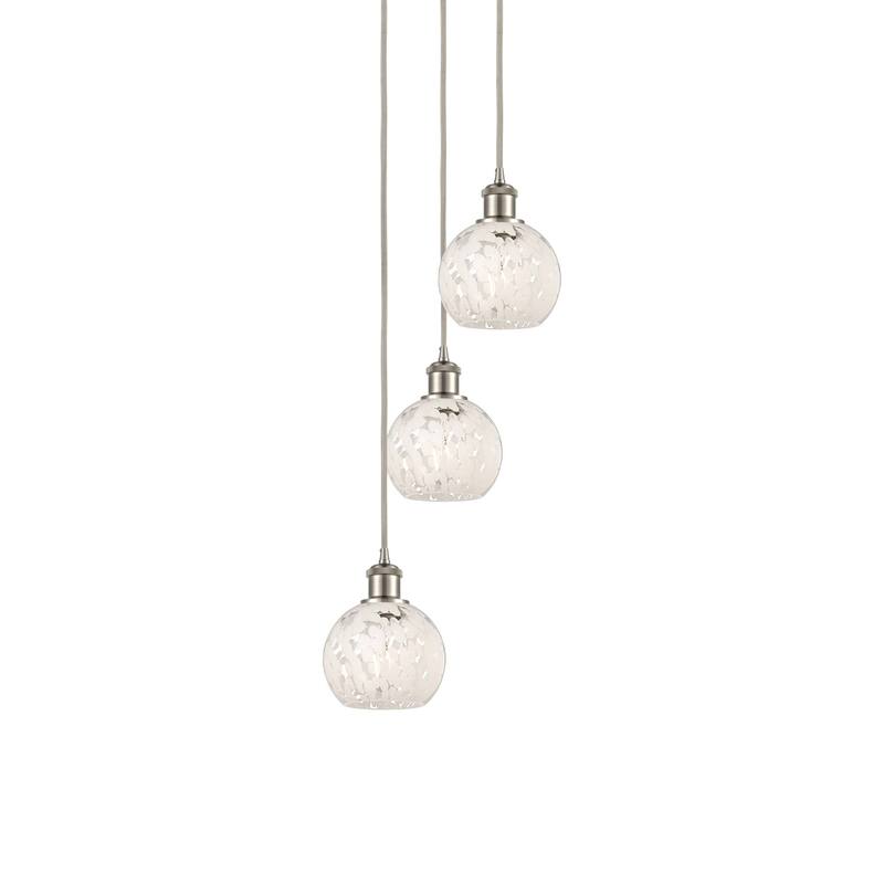 Innovations Lighting 113B-3P-11-13 White Mouchette Pendant White - Brushed Satin Nickel