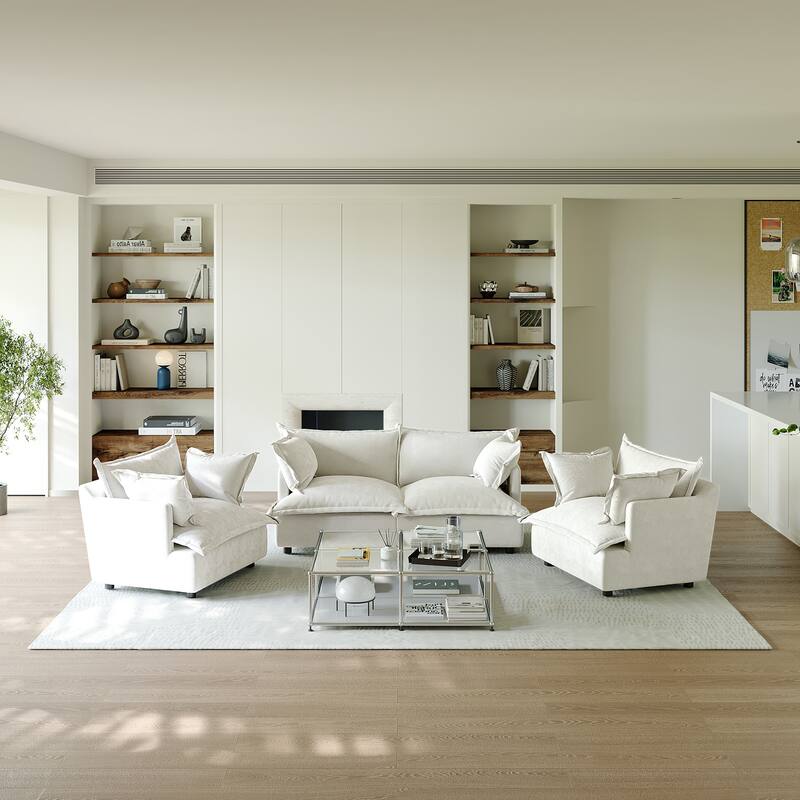 Comfy Cloud Oversized Chenille Modular Sectional Sofa Armchair Set