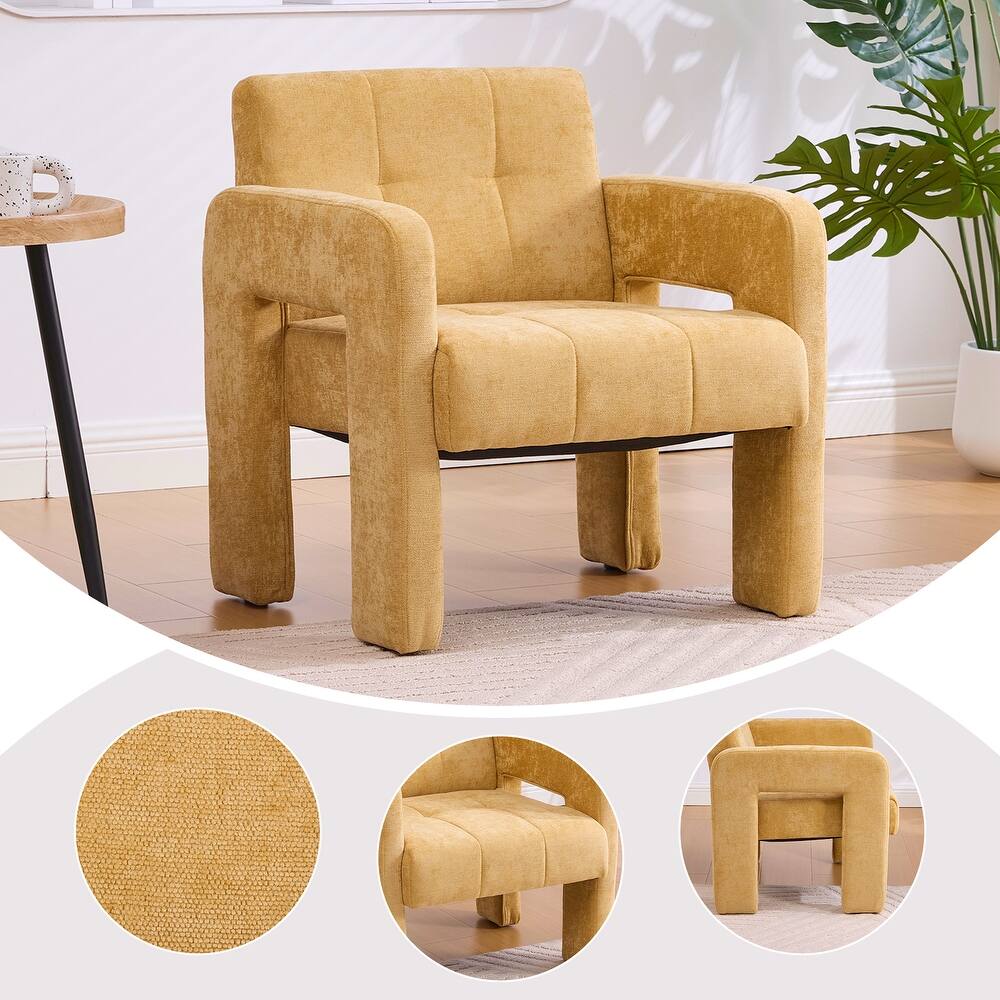 HOMEFUN Chenille Upholstered Tufted Comfortable Wood Frame Single Armchair