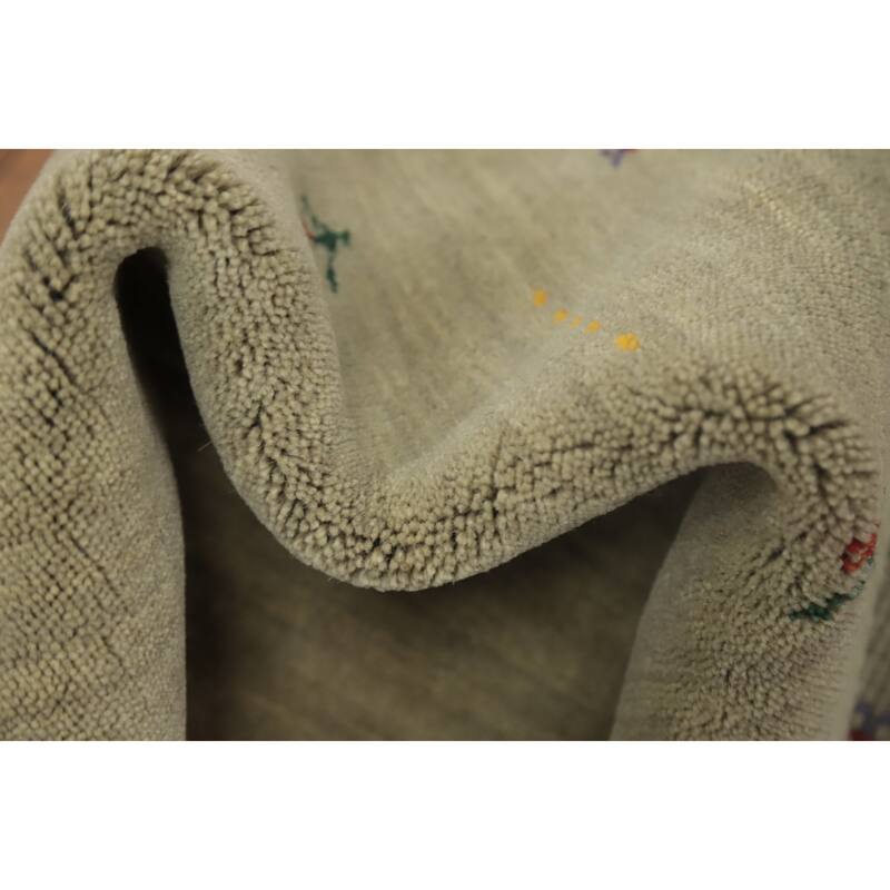 Hand Knotted Oriental 100% Wool Carpet Tribal Animal Pictorial Beige & Ivories Gabbeh Area Rug - 3' 0'' X 2' 0''