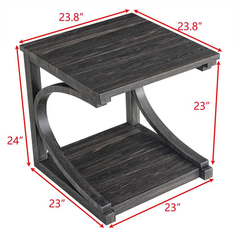 Unique Solid Wood Coffee Table with Storage Shelf
