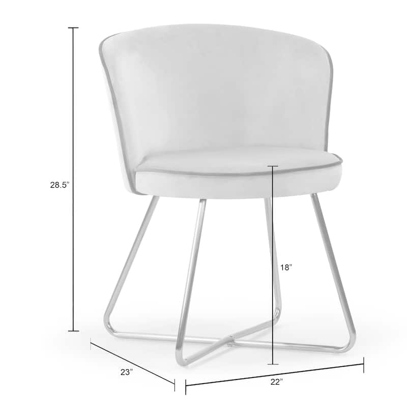 Set of 2 Anila Beige Velvet Dining Chair with Contrasting Piping