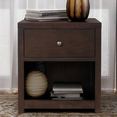 1-Drawer Solid Wood Nightstand with Drawers Storage