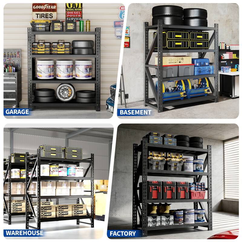 Heavy Duty Metal Adjustable Garage Shelves, 4000LBS Storage Rack Industrial Shelving Unit for Warehouse