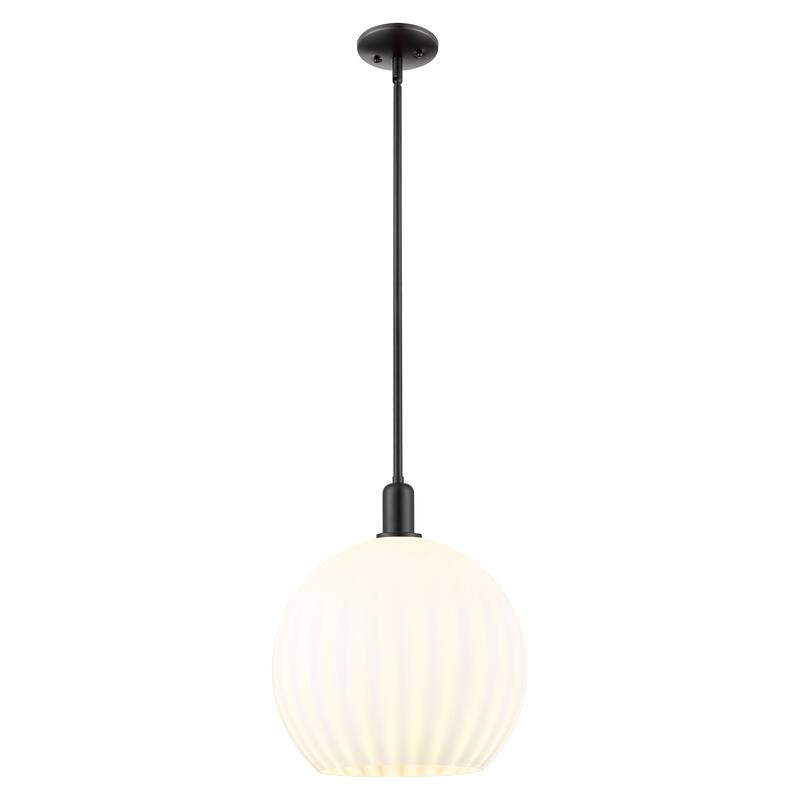 Innovations Lighting Endless Possibilities Arcadia - White Venetian - 1 Light 14" Stem Hung Mini Pendant - Matte Black