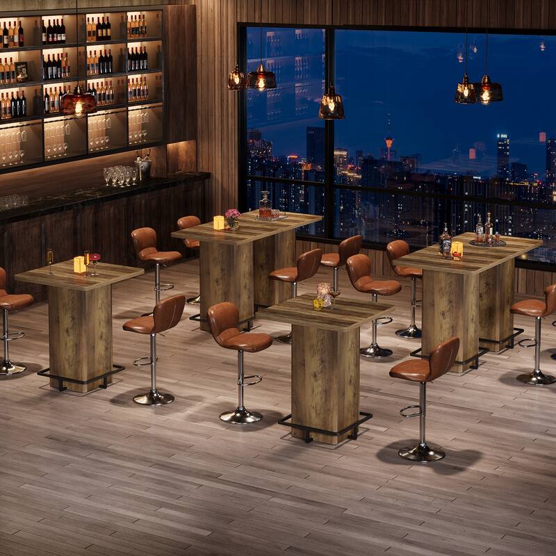 High Wood Bar Table, Bistro Pub Table, Dining Coffee Cocktail Living Room Accent Pub Desk