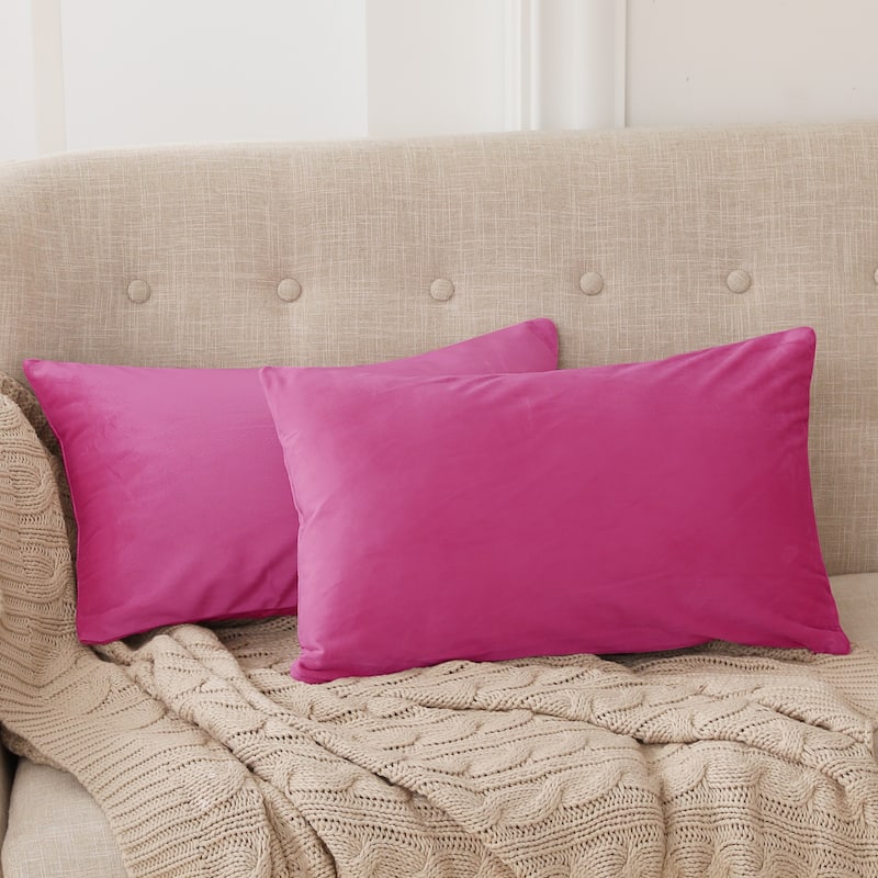 Deconovo Velvet Soft Throw Pillow Covers 2 PCS (Cover Only) - 12*20 - Fushcia
