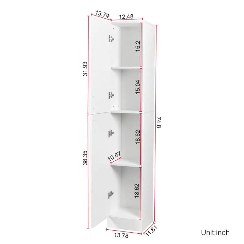 Freestanding Kitchen Cabinet with adjustable Shelves and two Doors