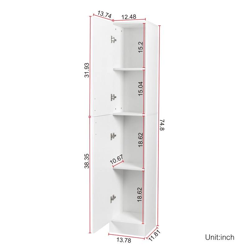 Freestanding Tall Cabinet with adjustable Shelves for Kitchen, Dining Room