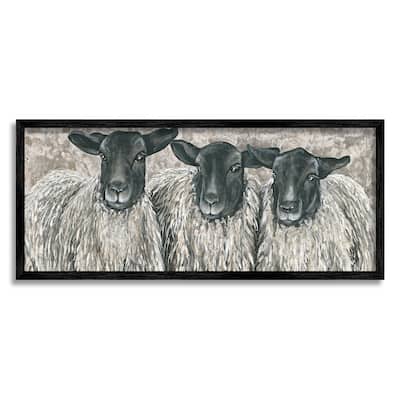 Stupell Industries Three Sheep Trio Rural Farm Animal Portrait Framed Wall Art, Design by Hollihocks Art