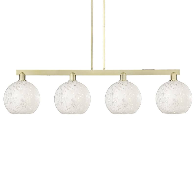 Innovations Lighting 716-4I-11-51 White Mouchette Linear White - Antique Brass / White Mouchette