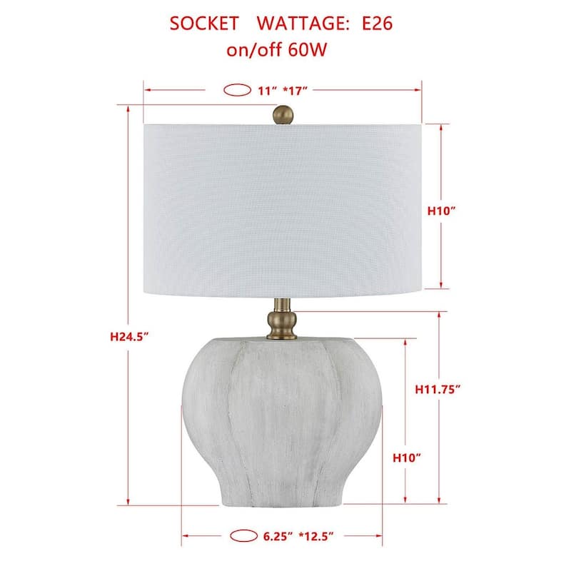 Ramsey 25" Table Lamp with Linen Shade, Off-white/Gray (Set of 2)
