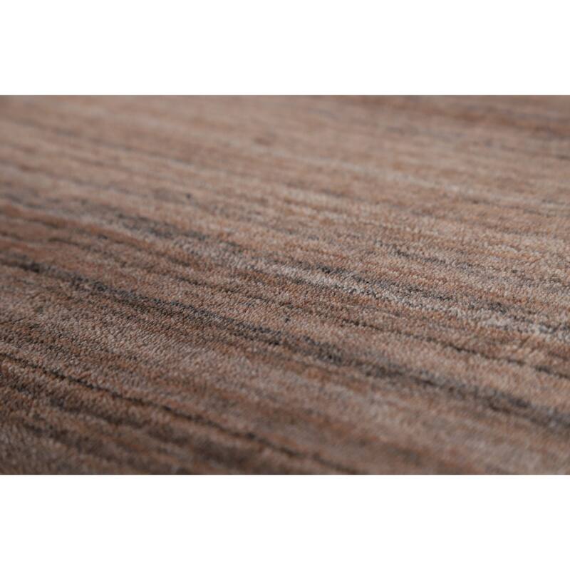 Striped Brown Tribal Gabbeh Oriental Area Rug Hand-Knotted Wool Carpet - 8'0"x 9'9"