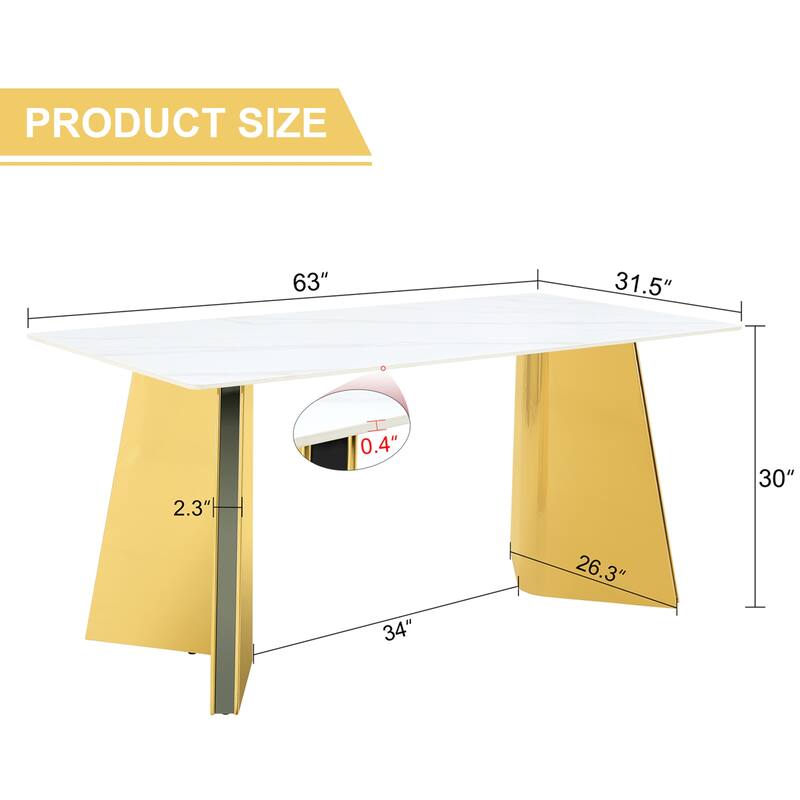 Dining Room Dining Table with Stainless Steel Butterfly Legs Office Table Accent Table Computer Table
