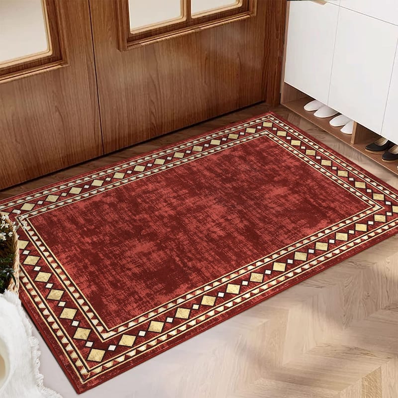 Garvee Machine Washable Rug Modern Bordered Area Rugs