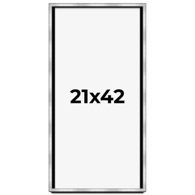 21x42 Shadow Box Frame Silver | 1.375 Inches Deep Real Wood
