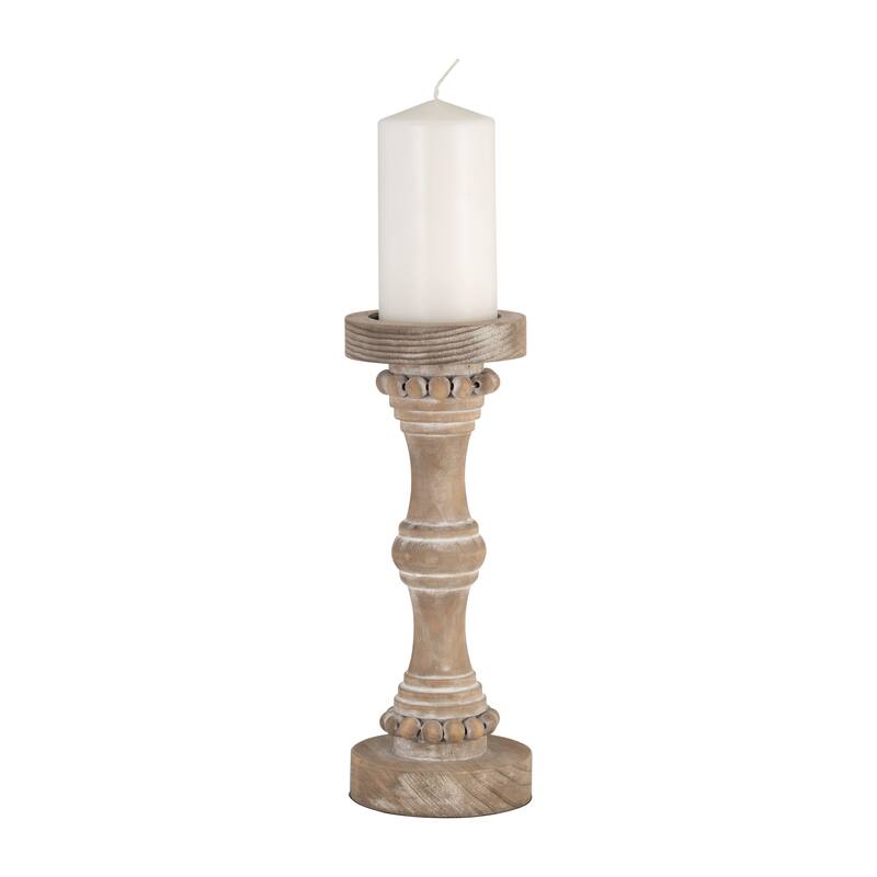 Sagebrook Home Artisanal Wood Pillar Candle Holders