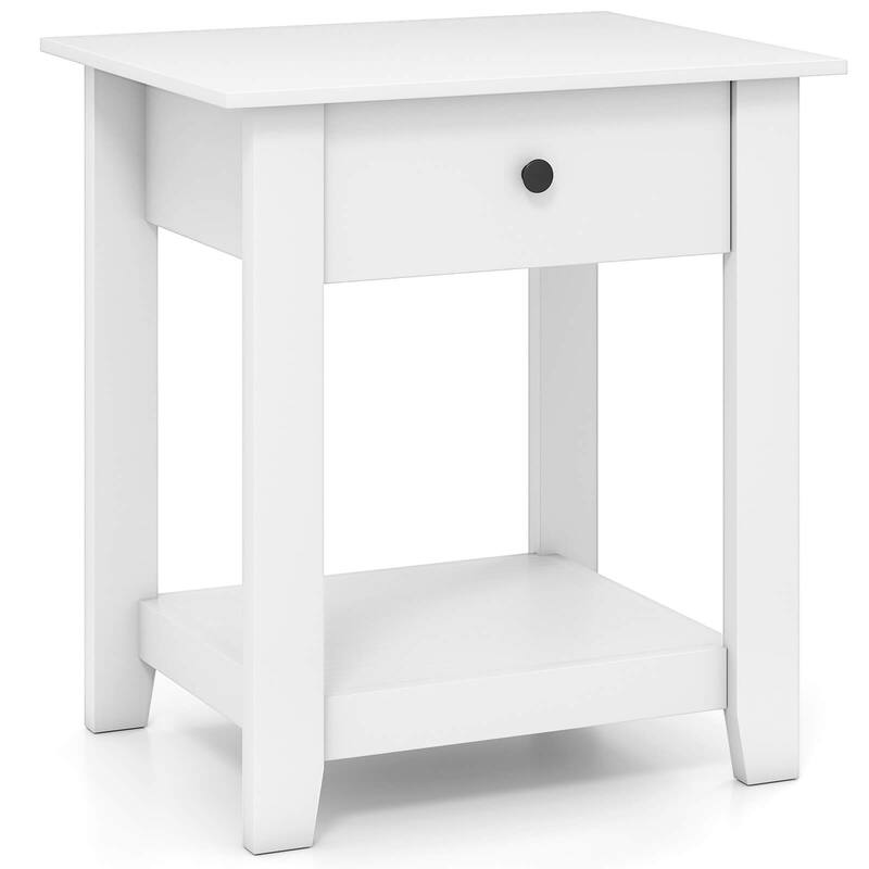 Costway 1/2 PCS Nightstand with Drawer 3-Tier Modern Bedside Table