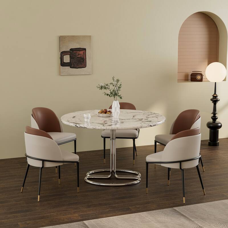 Two-tone Microfiber Leather Upholstered Dining Chairs (Set of 2) - 20.47" W x 20.86" D x 31.69" H