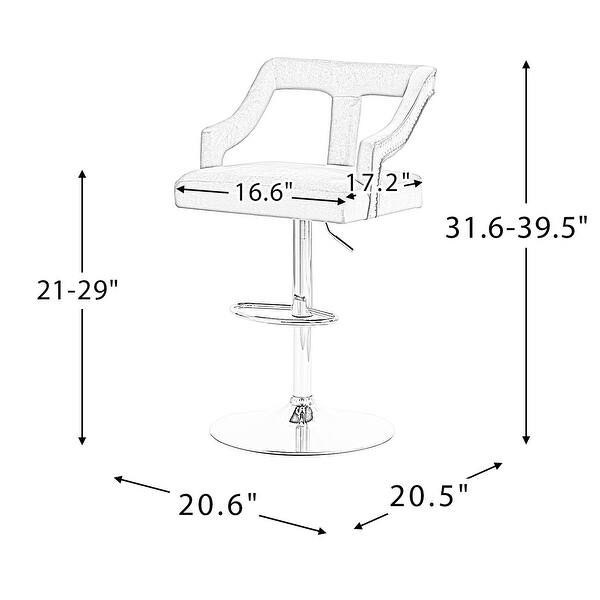 HULALA HOME Swivel Adjustable Height Bar Stool with Nailhead Trim Bed