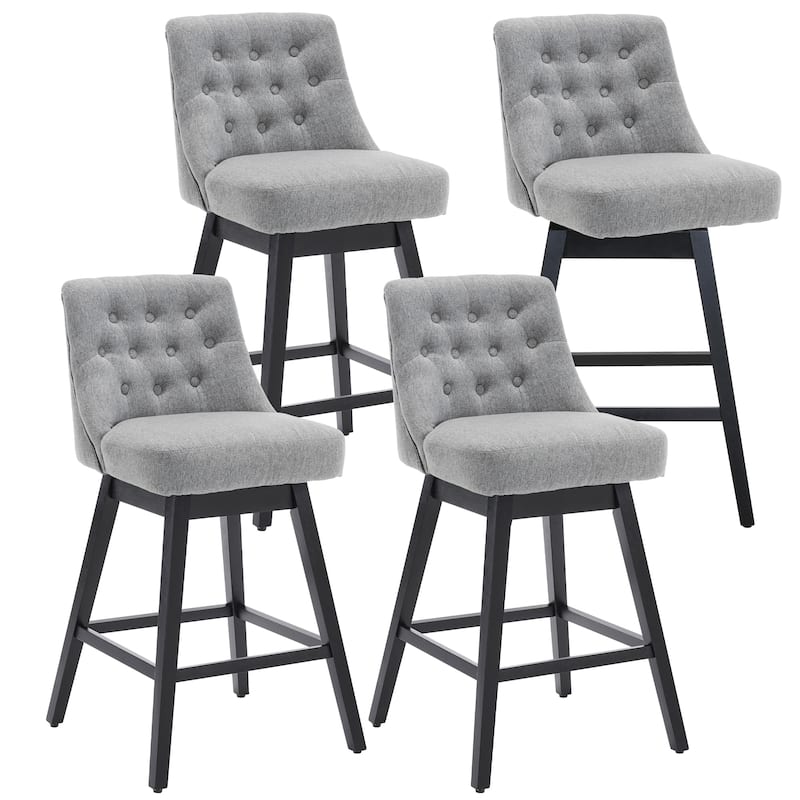 26"/29" Upholstered Swivel Counter and Bar Height Stools Solid Wood Frame (Set of 4)